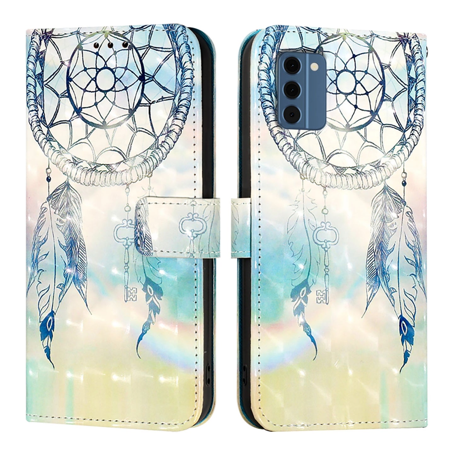 Nokia C300 Leather Flip Phone Case with 3D Painted Design, Card Holder, Wallet & Stand Function - Durable Protection & Easy Access