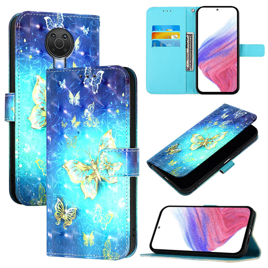 Nokia G20 Leather Flip Phone Case with 3D Painted Design, Card Holder, Wallet & Stand Function - Durable Protection & Easy Access