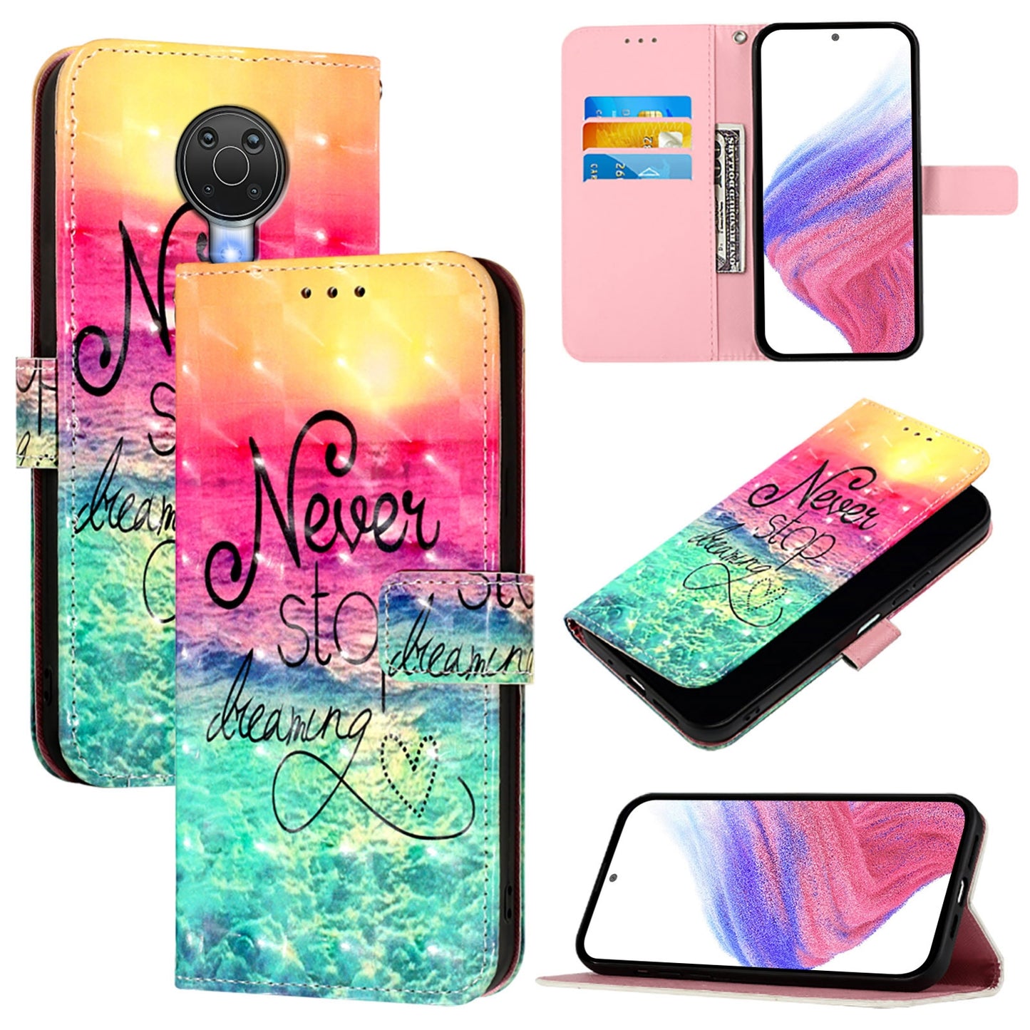 Nokia 6.3 Leather Flip Phone Case with 3D Painted Design, Card Holder, Wallet & Stand Function - Durable Protection & Easy Access