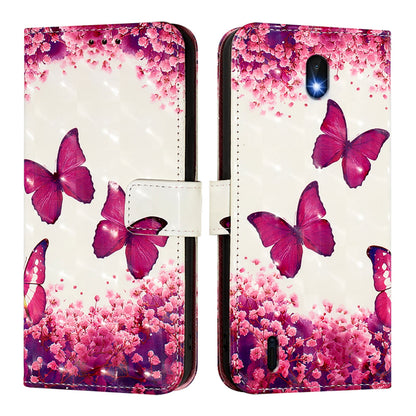 Nokia C1 2nd Edition Leather Flip Phone Case with 3D Painted Design, Card Holder, Wallet & Stand Function - Durable Protection & Easy Access