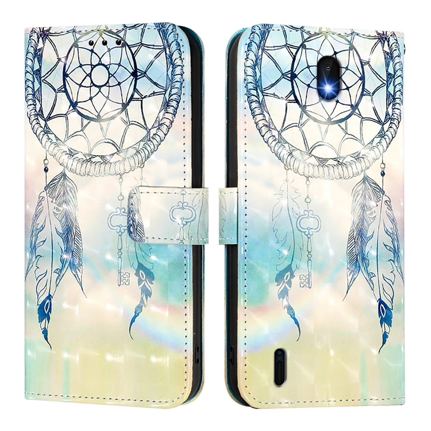 Nokia C1 2nd Edition Leather Flip Phone Case with 3D Painted Design, Card Holder, Wallet & Stand Function - Durable Protection & Easy Access