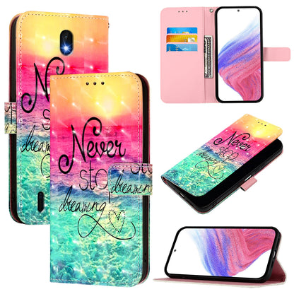 Nokia C1 2nd Edition Leather Flip Phone Case with 3D Painted Design, Card Holder, Wallet & Stand Function - Durable Protection & Easy Access