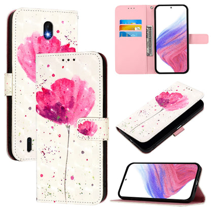 Nokia C1 2nd Edition Leather Flip Phone Case with 3D Painted Design, Card Holder, Wallet & Stand Function - Durable Protection & Easy Access