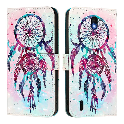 Nokia C1 2nd Edition Leather Flip Phone Case with 3D Painted Design, Card Holder, Wallet & Stand Function - Durable Protection & Easy Access