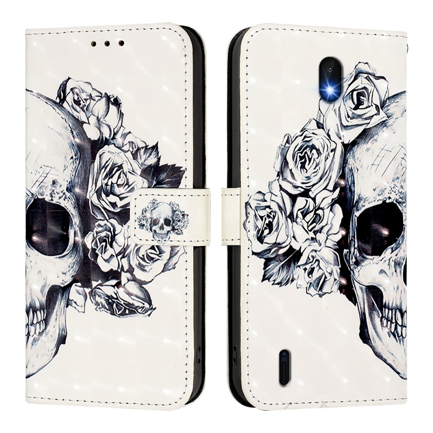 Nokia C1 2nd Edition Leather Flip Phone Case with 3D Painted Design, Card Holder, Wallet & Stand Function - Durable Protection & Easy Access