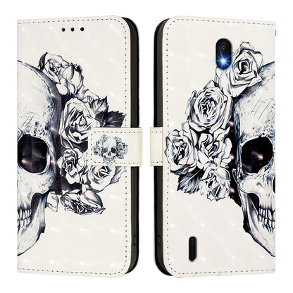 Nokia C1 2nd Edition Leather Flip Phone Case with 3D Painted Design, Card Holder, Wallet & Stand Function - Durable Protection & Easy Access