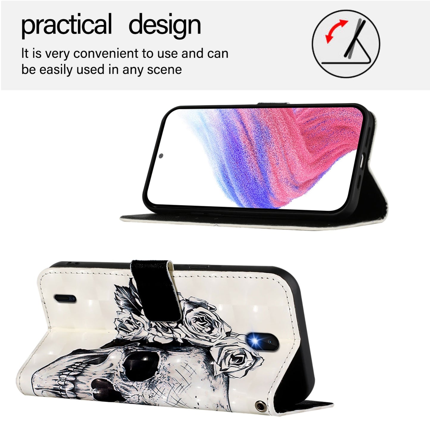 Nokia C01 Plus Leather Flip Phone Case with 3D Painted Design, Card Holder, Wallet & Stand Function - Durable Protection & Easy Access
