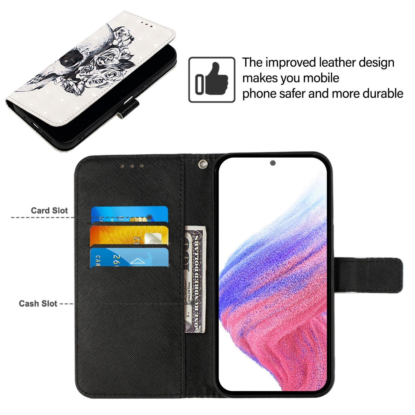 Nokia C1 2nd Edition Leather Flip Phone Case with 3D Painted Design, Card Holder, Wallet & Stand Function - Durable Protection & Easy Access