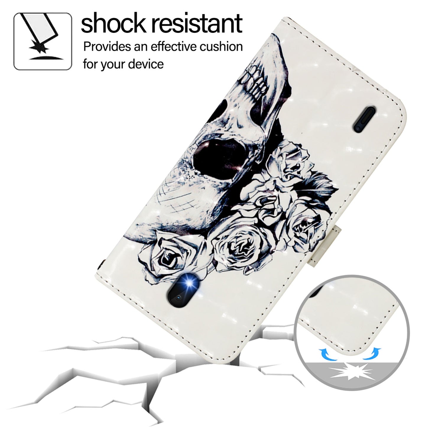 Nokia C1 2nd Edition Leather Flip Phone Case with 3D Painted Design, Card Holder, Wallet & Stand Function - Durable Protection & Easy Access