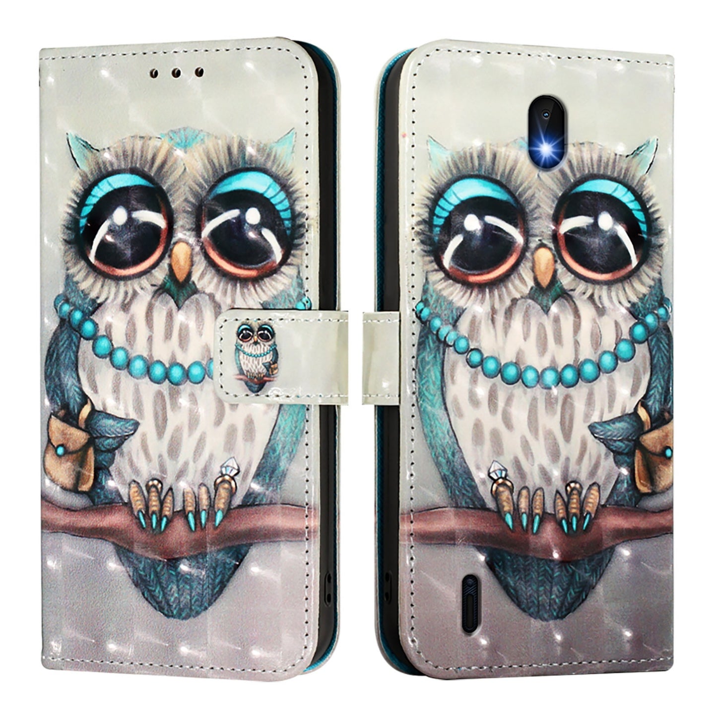 Nokia C1 2nd Edition Leather Flip Phone Case with 3D Painted Design, Card Holder, Wallet & Stand Function - Durable Protection & Easy Access