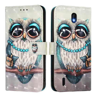 Nokia C1 2nd Edition Leather Flip Phone Case with 3D Painted Design, Card Holder, Wallet & Stand Function - Durable Protection & Easy Access