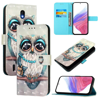 Nokia C1 2nd Edition Leather Flip Phone Case with 3D Painted Design, Card Holder, Wallet & Stand Function - Durable Protection & Easy Access