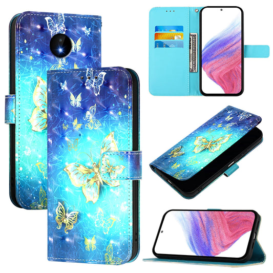Nokia C10 Leather Flip Phone Case with 3D Painted Design, Card Holder, Wallet & Stand Function - Durable Protection & Easy Access