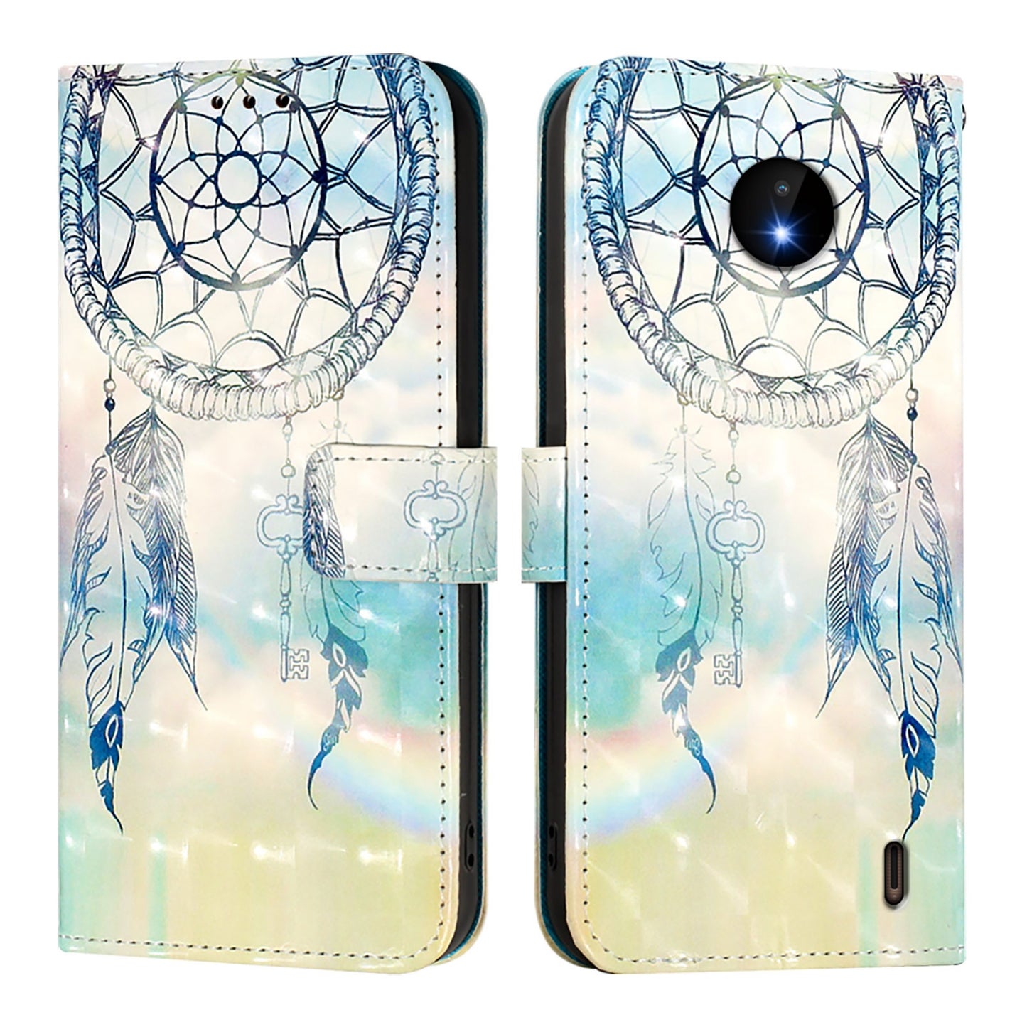 Nokia C20 Leather Flip Phone Case with 3D Painted Design, Card Holder, Wallet & Stand Function - Durable Protection & Easy Access