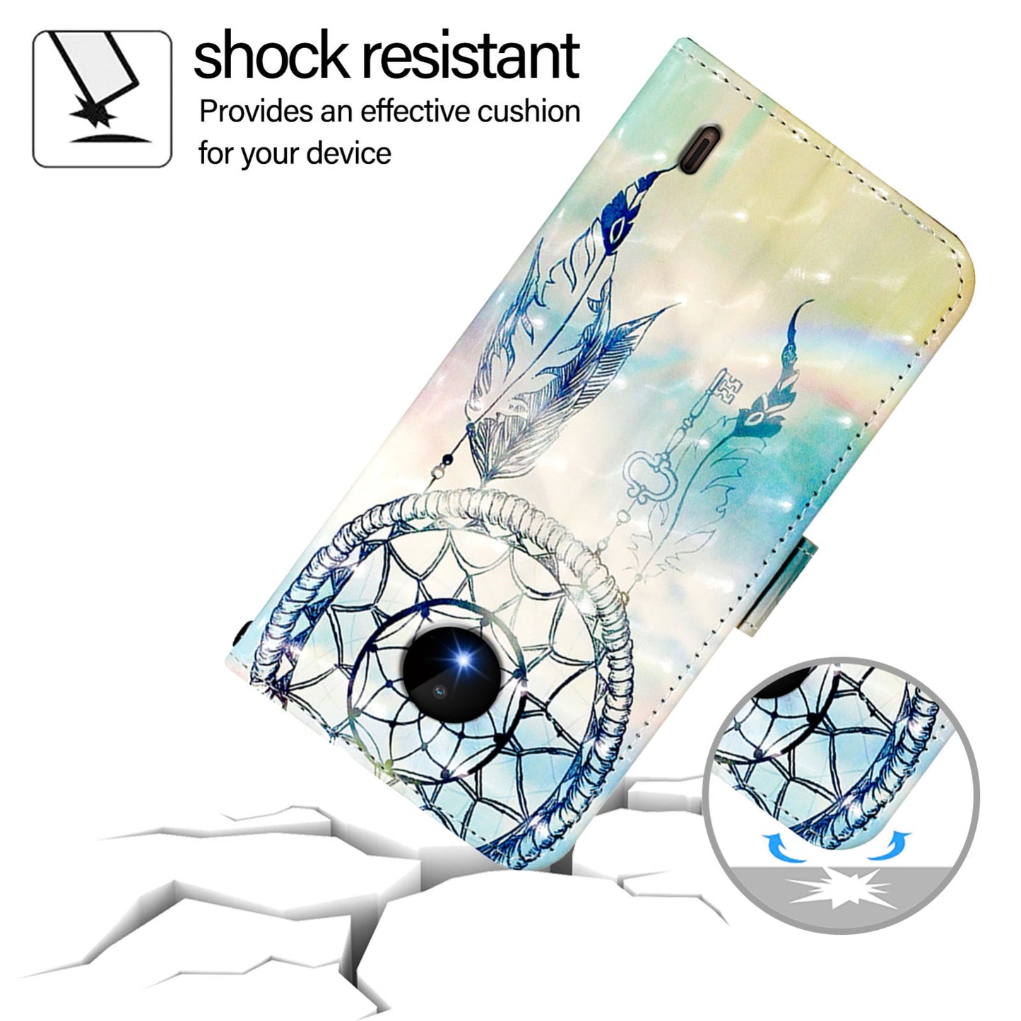 Nokia C10 Leather Flip Phone Case with 3D Painted Design, Card Holder, Wallet & Stand Function - Durable Protection & Easy Access