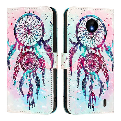 Nokia C10 Leather Flip Phone Case with 3D Painted Design, Card Holder, Wallet & Stand Function - Durable Protection & Easy Access