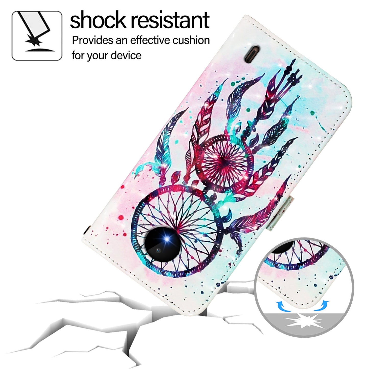 Nokia C20 Leather Flip Phone Case with 3D Painted Design, Card Holder, Wallet & Stand Function - Durable Protection & Easy Access