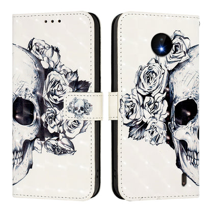 Nokia C10 Leather Flip Phone Case with 3D Painted Design, Card Holder, Wallet & Stand Function - Durable Protection & Easy Access
