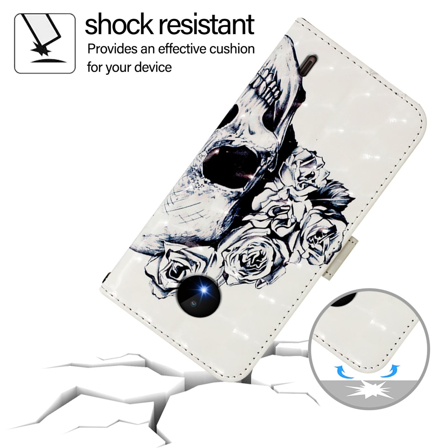 Nokia C10 Leather Flip Phone Case with 3D Painted Design, Card Holder, Wallet & Stand Function - Durable Protection & Easy Access