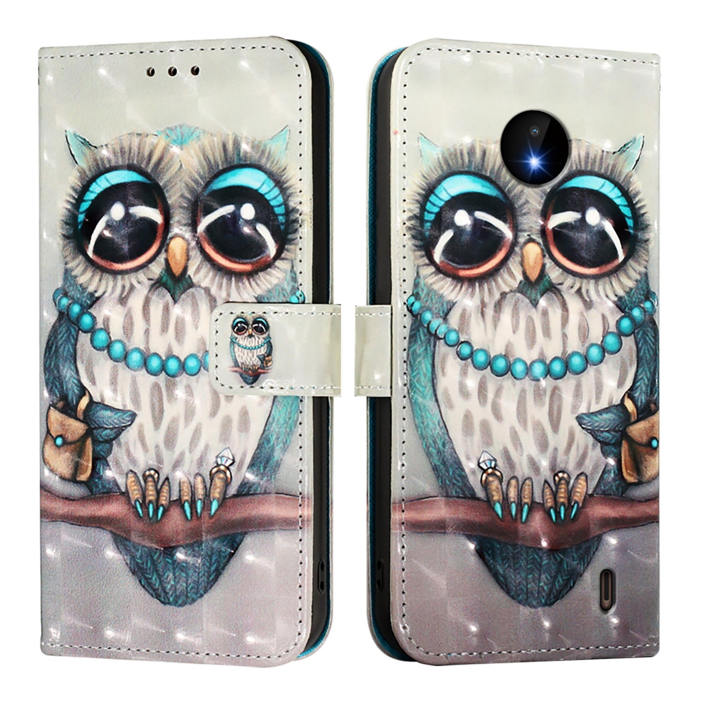 Nokia C10 Leather Flip Phone Case with 3D Painted Design, Card Holder, Wallet & Stand Function - Durable Protection & Easy Access