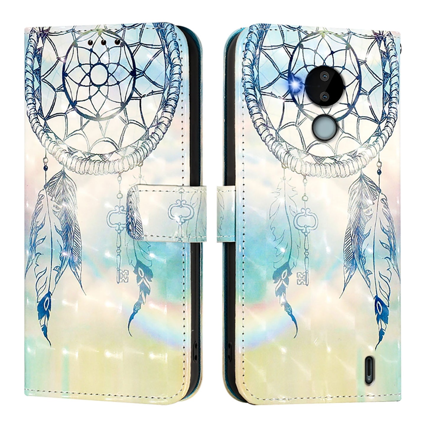 Nokia C30 Leather Flip Phone Case with 3D Painted Design, Card Holder, Wallet & Stand Function - Durable Protection & Easy Access