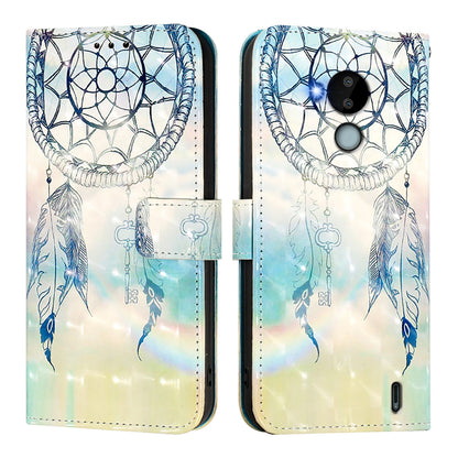 Nokia C30 Leather Flip Phone Case with 3D Painted Design, Card Holder, Wallet & Stand Function - Durable Protection & Easy Access