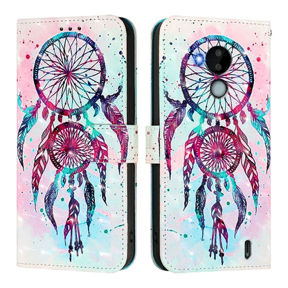 Nokia C30 Leather Flip Phone Case with 3D Painted Design, Card Holder, Wallet & Stand Function - Durable Protection & Easy Access