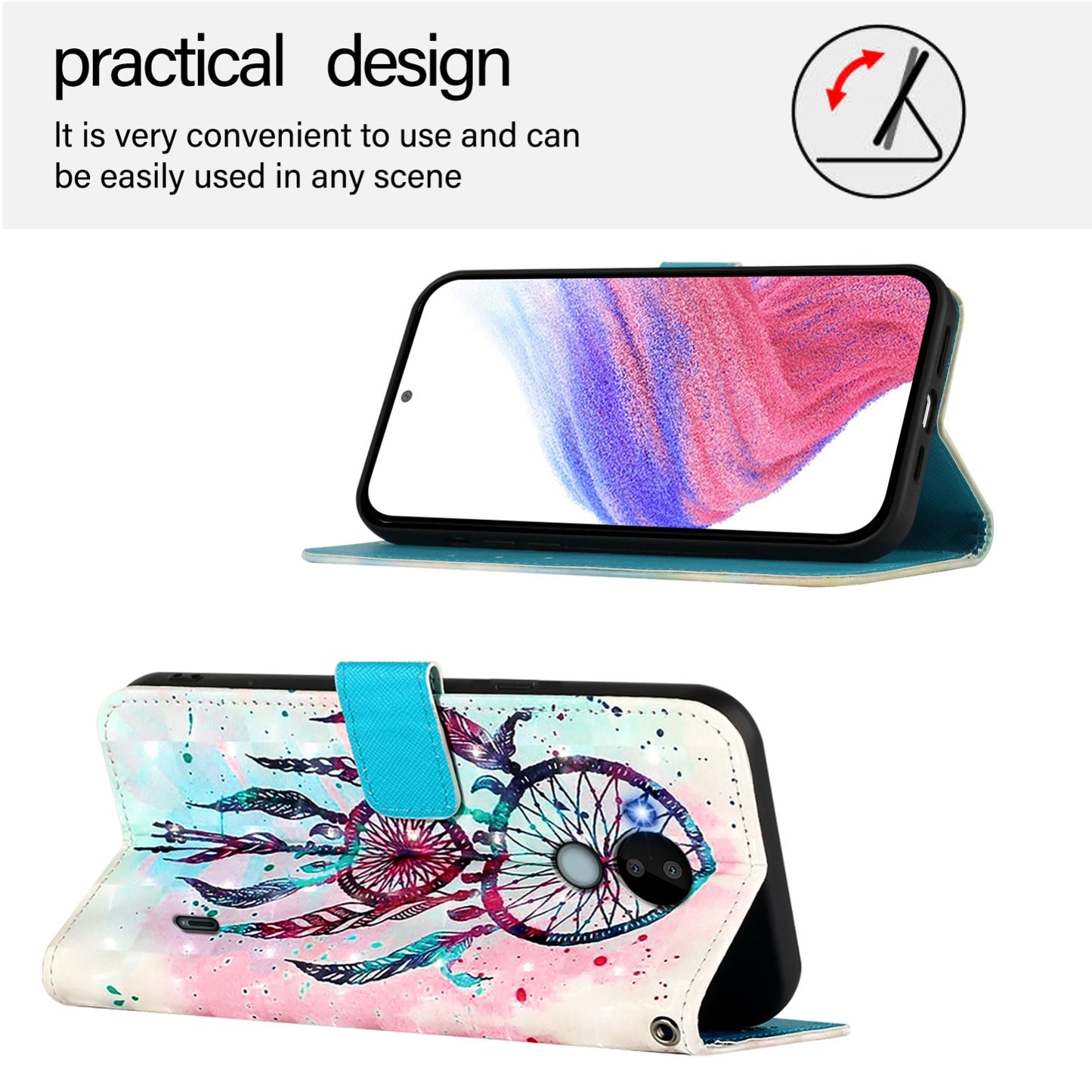 Nokia C30 Leather Flip Phone Case with 3D Painted Design, Card Holder, Wallet & Stand Function - Durable Protection & Easy Access