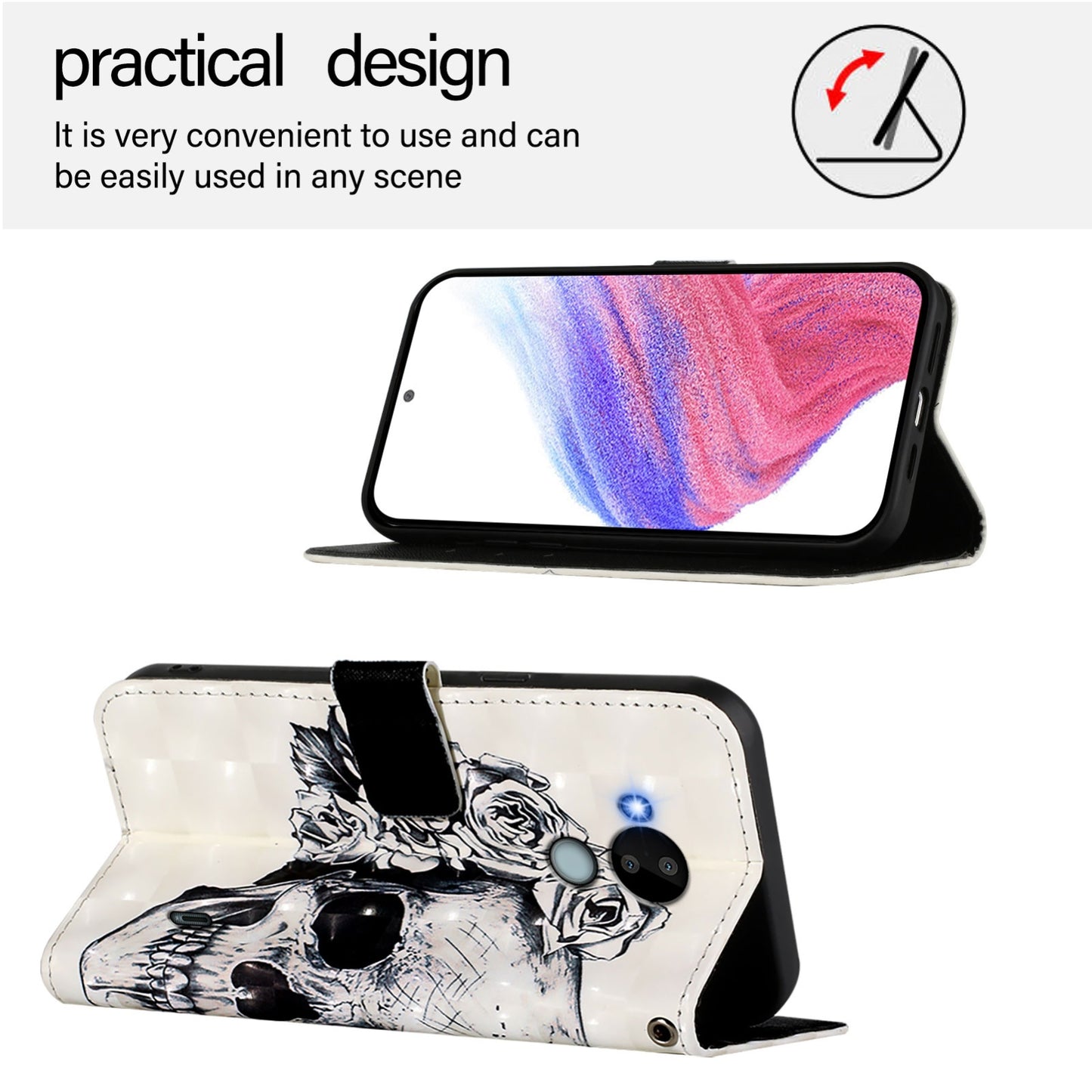 Nokia C30 Leather Flip Phone Case with 3D Painted Design, Card Holder, Wallet & Stand Function - Durable Protection & Easy Access