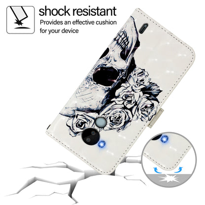Nokia C30 Leather Flip Phone Case with 3D Painted Design, Card Holder, Wallet & Stand Function - Durable Protection & Easy Access
