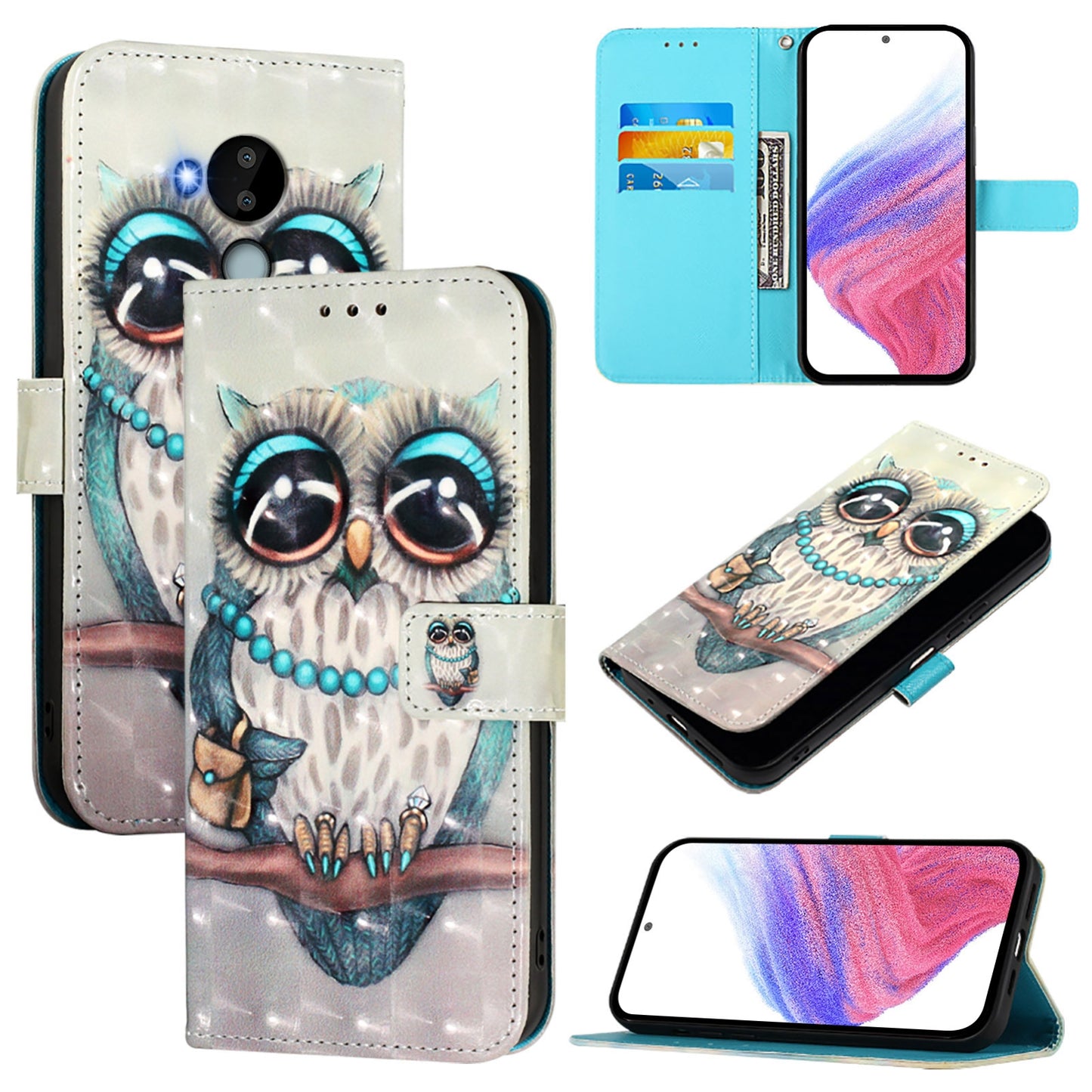 Nokia C30 Leather Flip Phone Case with 3D Painted Design, Card Holder, Wallet & Stand Function - Durable Protection & Easy Access