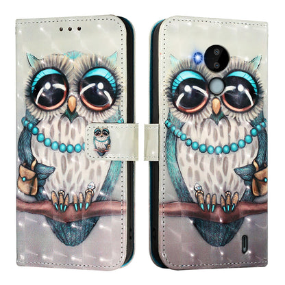 Nokia C30 Leather Flip Phone Case with 3D Painted Design, Card Holder, Wallet & Stand Function - Durable Protection & Easy Access