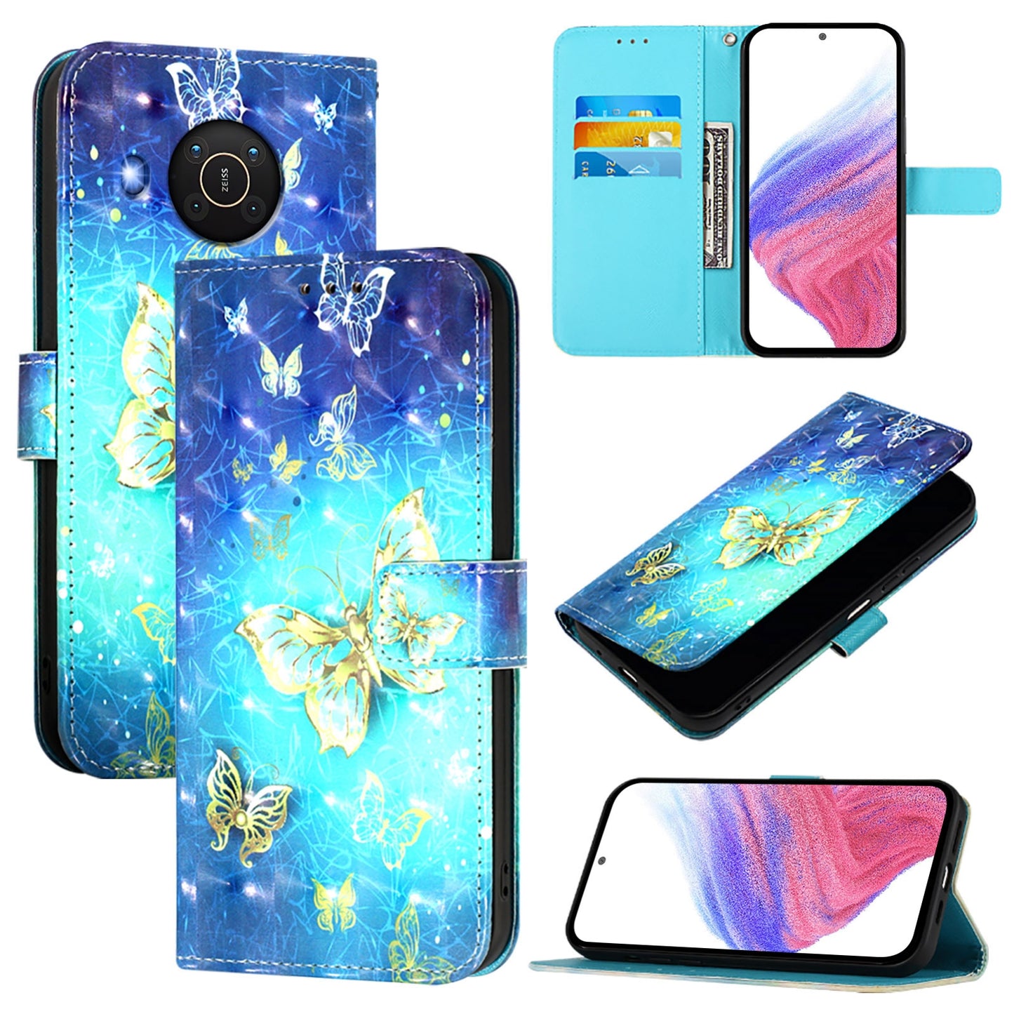 Nokia X10 Leather Flip Phone Case with 3D Painted Design, Card Holder, Wallet & Stand Function - Durable Protection & Easy Access