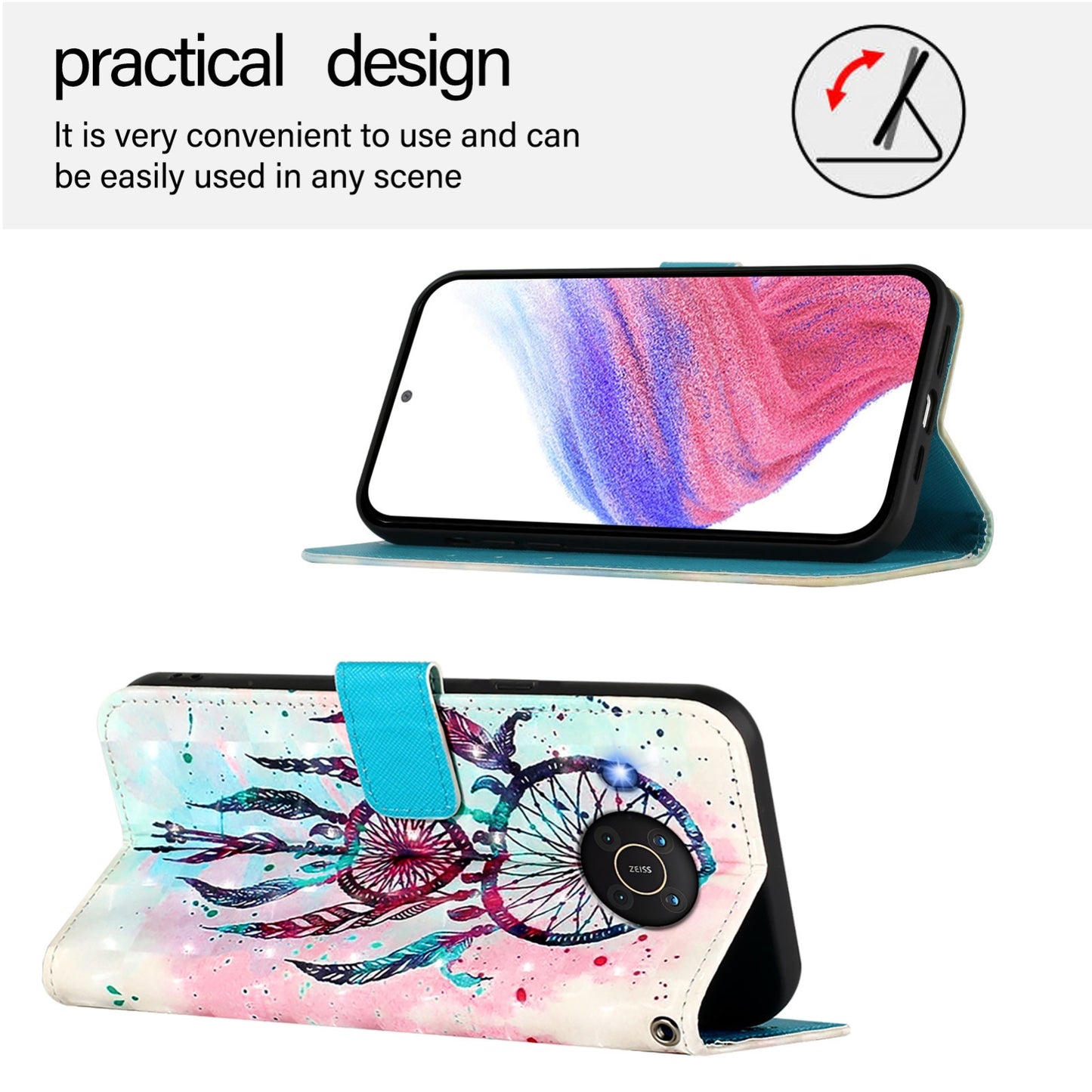 Nokia X20 Leather Flip Phone Case with 3D Painted Design, Card Holder, Wallet & Stand Function - Durable Protection & Easy Access