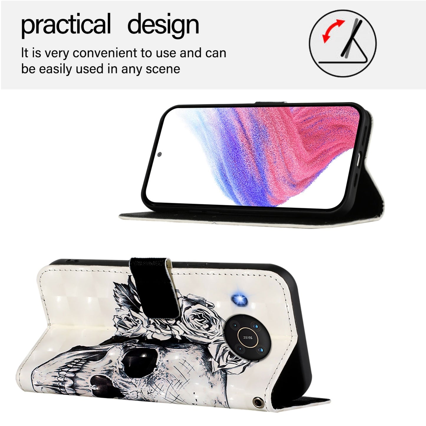 Nokia X20 Leather Flip Phone Case with 3D Painted Design, Card Holder, Wallet & Stand Function - Durable Protection & Easy Access