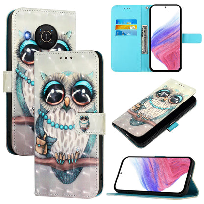 Nokia X20 Leather Flip Phone Case with 3D Painted Design, Card Holder, Wallet & Stand Function - Durable Protection & Easy Access