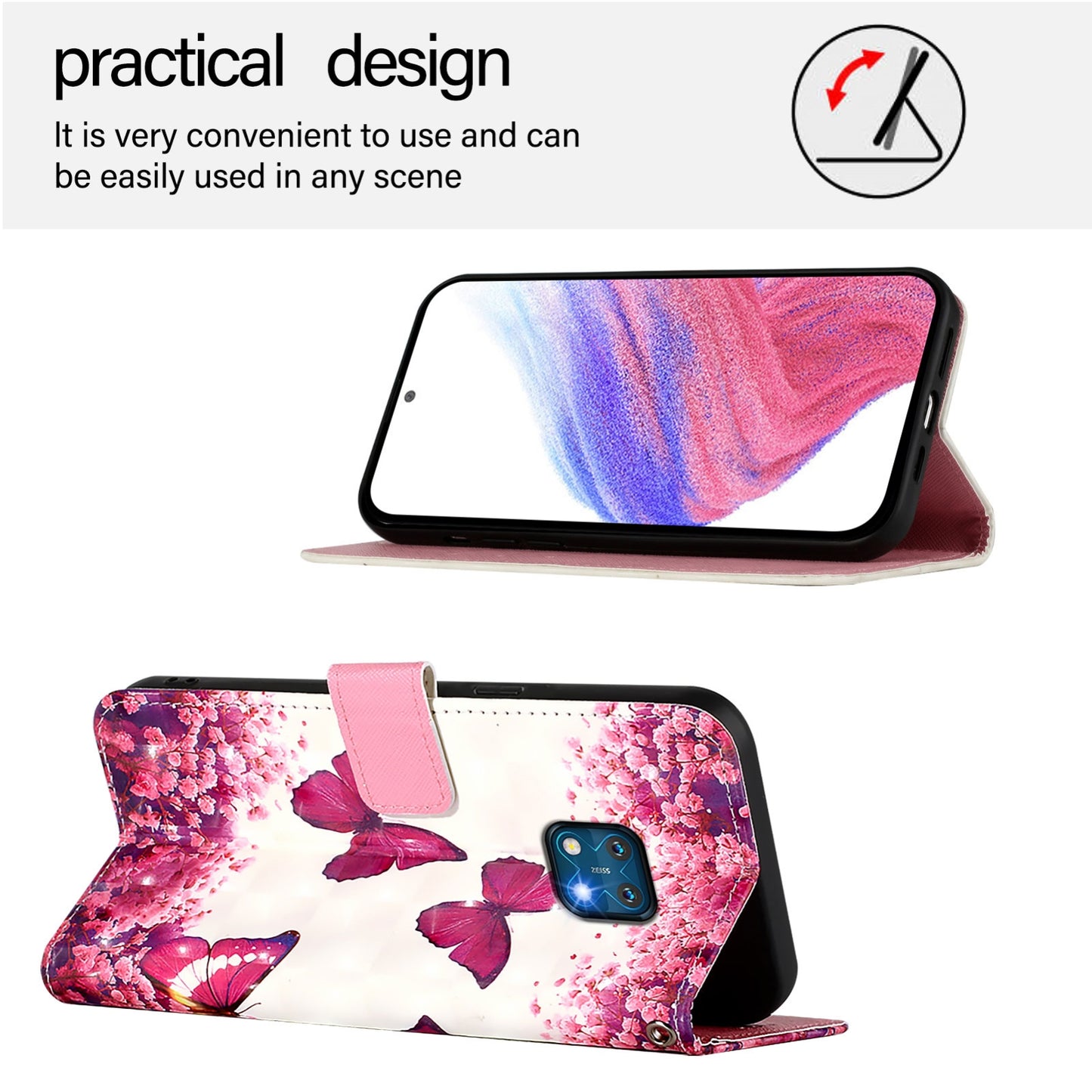 Nokia XR20 Leather Flip Phone Case with 3D Painted Design, Card Holder, Wallet & Stand Function - Durable Protection & Easy Access