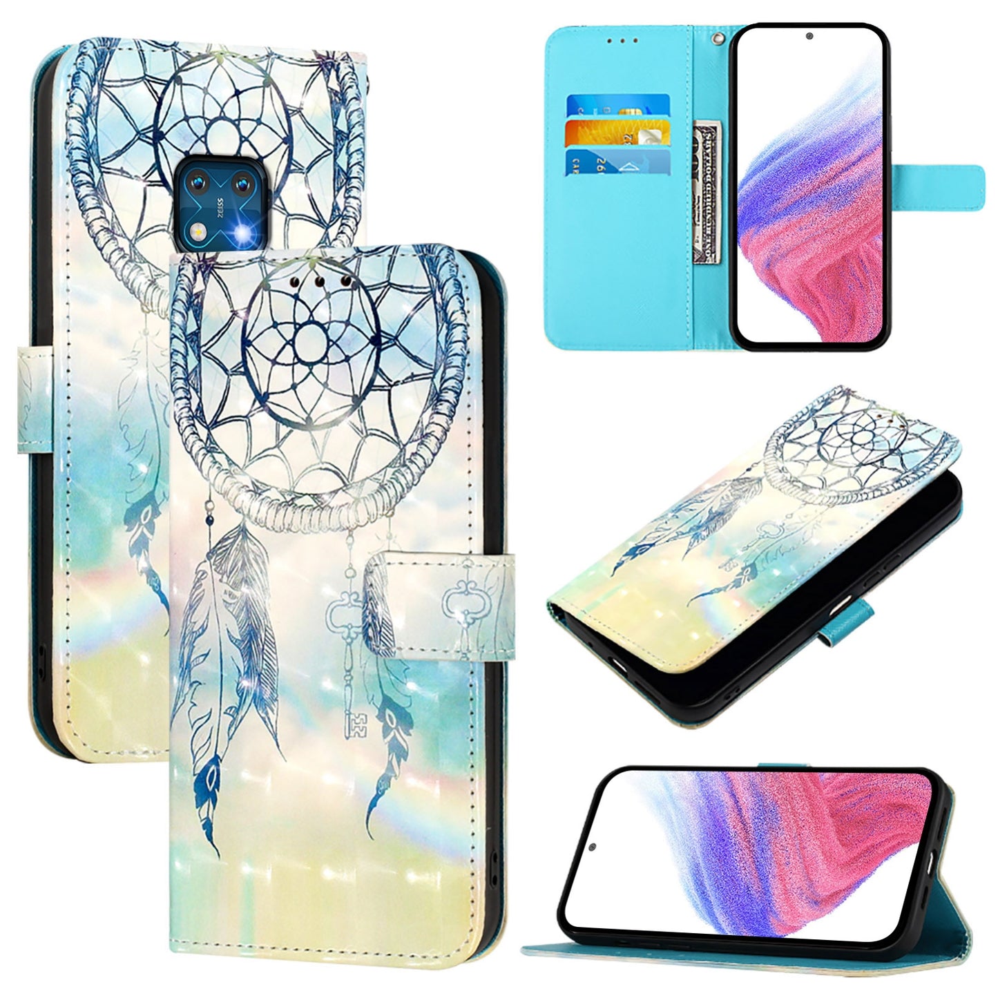 Nokia XR20 Leather Flip Phone Case with 3D Painted Design, Card Holder, Wallet & Stand Function - Durable Protection & Easy Access