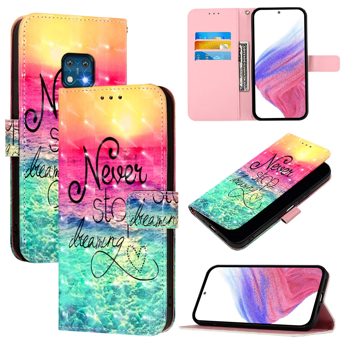 Nokia XR20 Leather Flip Phone Case with 3D Painted Design, Card Holder, Wallet & Stand Function - Durable Protection & Easy Access