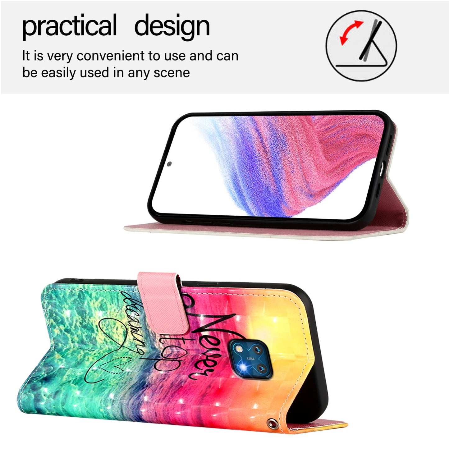 Nokia XR20 Leather Flip Phone Case with 3D Painted Design, Card Holder, Wallet & Stand Function - Durable Protection & Easy Access