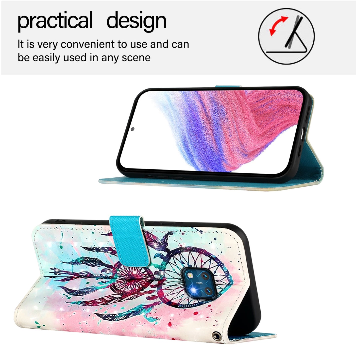 Nokia XR20 Leather Flip Phone Case with 3D Painted Design, Card Holder, Wallet & Stand Function - Durable Protection & Easy Access
