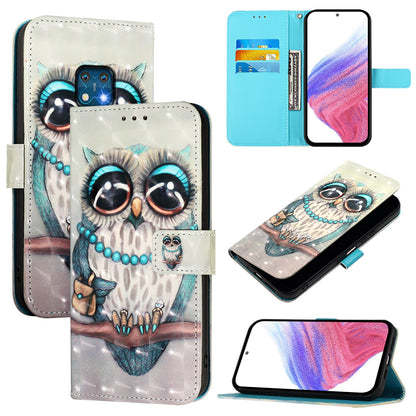 Nokia XR20 Leather Flip Phone Case with 3D Painted Design, Card Holder, Wallet & Stand Function - Durable Protection & Easy Access