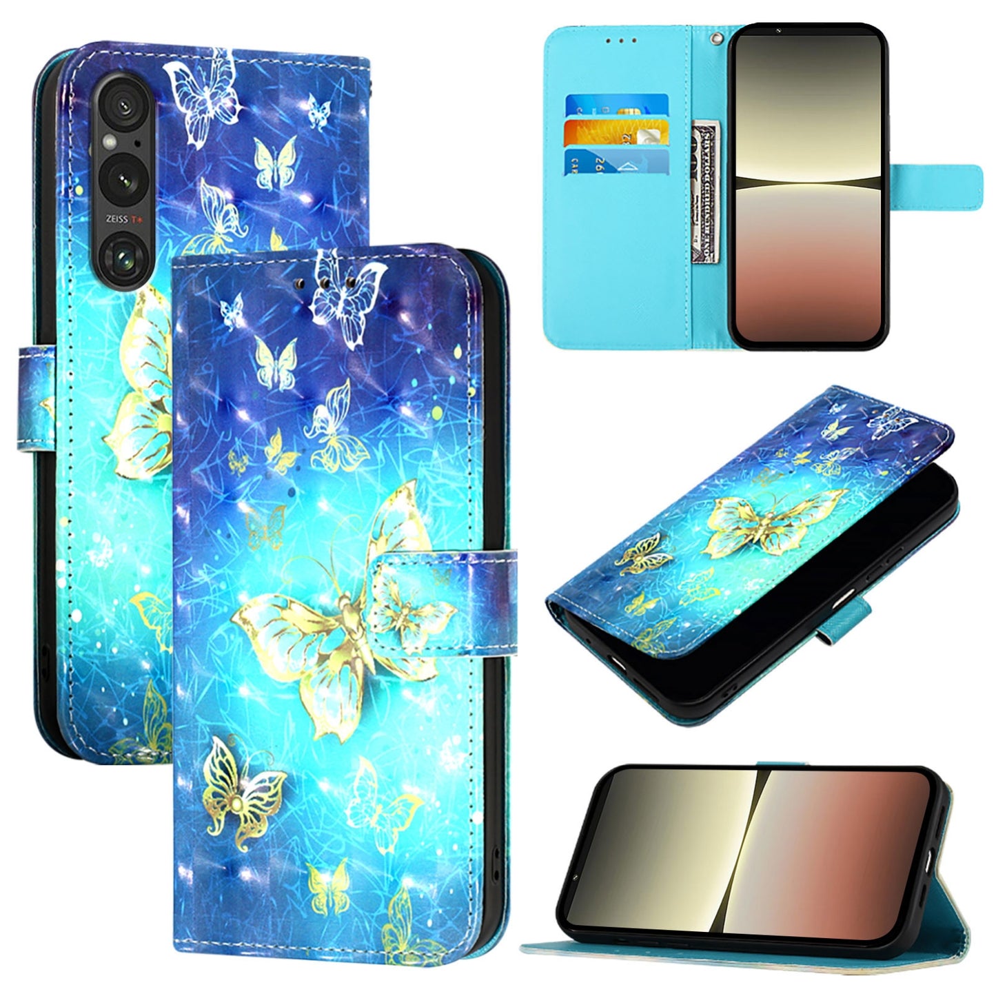 Sony Xperia 1 V Leather Flip Phone Case with 3D Painted Design, Card Holder, Wallet & Stand Function - Durable Protection & Easy Access