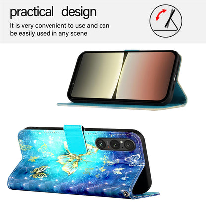 Sony Xperia 1 V Leather Flip Phone Case with 3D Painted Design, Card Holder, Wallet & Stand Function - Durable Protection & Easy Access