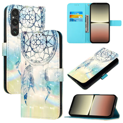 Sony Xperia 1 V Leather Flip Phone Case with 3D Painted Design, Card Holder, Wallet & Stand Function - Durable Protection & Easy Access