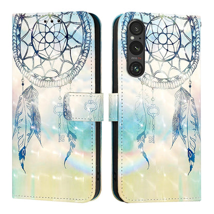 Sony Xperia 1 V Leather Flip Phone Case with 3D Painted Design, Card Holder, Wallet & Stand Function - Durable Protection & Easy Access