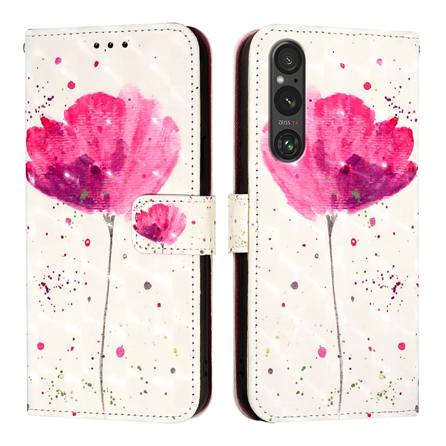Sony Xperia 1 V Leather Flip Phone Case with 3D Painted Design, Card Holder, Wallet & Stand Function - Durable Protection & Easy Access