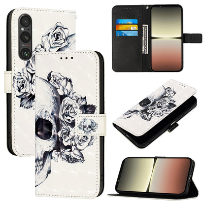 Sony Xperia 1 V Leather Flip Phone Case with 3D Painted Design, Card Holder, Wallet & Stand Function - Durable Protection & Easy Access