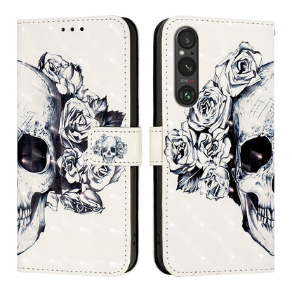 Sony Xperia 1 V Leather Flip Phone Case with 3D Painted Design, Card Holder, Wallet & Stand Function - Durable Protection & Easy Access
