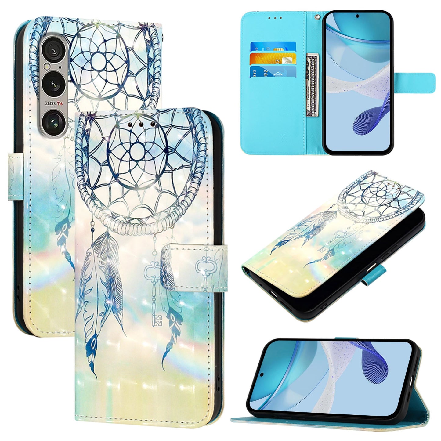 Sony Xperia 1 VI Leather Flip Phone Case with 3D Painted Design, Card Holder, Wallet & Stand Function - Durable Protection & Easy Access